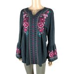 Andree by Unit  Embroidered Boho Bell Sleeve Tunic MEDIUM Photo 1