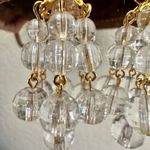 Avon Gold tone clear lucite beaded multi strand clip on drop earrings Photo 9