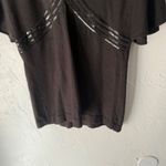 Ann Taylor Ann‎ Taylor LOFT Top Women's Small Black Sequin V Neck Short Sleeve Knit Party Photo 2