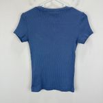 Madewell Garment Dyed Ribbed Crewneck Pocket Tee Shirt Delphinium Blue XXS NWT Photo 4