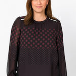 Who What Wear  Black Brown Circle Sheer Blouse XS Photo 0