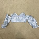 Majorelle Andrea Floral Off The Shoulder Crop Top in Powder Blue Ruffle Size XS Photo 3