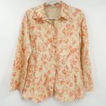 J. Jill Womens Beachy 100% Linen Button Down Floral Print Shirt Size‎ S Petite Orange Size undefined Photo 0