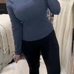 None Women's athletic ribbed Blue Long Sleeve Top padded size small Photo 1