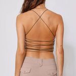 Tiger Mist Khaki Satin Jules Strappy Tube Crop Top Photo 9