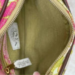 Spartina 449 Sparta 449 Floral Pink Green Colorful Leather Wristlet Travel Bag Case Cosmetic Photo 4