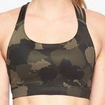 Athleta Run Free Asymmetrical Strappy Sports Bra Deep Leaf Camo Medium Photo 0