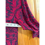 Dana Buchman  Silk Jacquard Blouse Red Black Holiday Evening Top 4 Photo 7