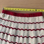 Handmade Vintage Crocheted Skirt Sz M Boho Holiday Red White Stripe Holiday Knit Photo 4