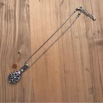 Brighton Teardrop Crystal Open Scroll Silver Plate Pendant Necklace Reversible Photo 3