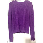 Fossil  Women's Cable Knit Cardigan Size Large Purple Wool Blend Button Up Y2K Photo 3