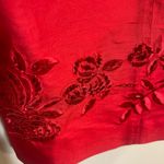 Ann Taylor VTG 90’s Red Silk Shantung Spaghetti Strap Dress w/Embroidery Rachel Photo 7