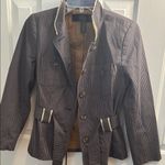 Apostrophe  Black and White Striped Blazer Photo 0