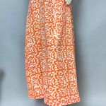 Muumuu Dress Orange White Pattern Batik Fabric‎ Short Sleeves Maxi Bow Casual Photo 4