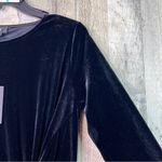 DKNY  Small Black Velour/Velvet Crewneck Twisted Front 3/4 Sleeve Cocktai… Photo 8