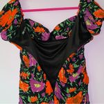 ZARA  Size M Mini Dress Dark Purple Red Floral Milkmaid Ruched Photo 7