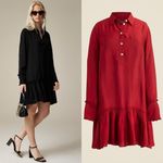 J.Crew Amelia Popover Shirtdress Drapey Viscose Twill Burgundy Ruffle XXS NWT Photo 1