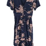 Roxy  Bright Daylight Short Sleeve Maxi Dress Floral Print Small Blue & Pink Boho Photo 0