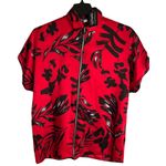 Gerard Womens Top Size 10 Red Black Short Sleeve Full Zip Front Oversized NWT Photo 0