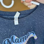 Gildan Women's Blue Graphic Sweater crewneck sweatshirt bleach detail “mama” large Photo 3