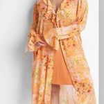 Wild Fable Duster Top Womens Small Orange Floral Maxi Ruffled Party Night Out Photo 0