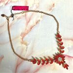 Betsey Johnson  red/orange rhinestone flower statement necklace Photo 1