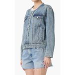 BLANKNYC Women's XS Denim Jacket Collarless Button Front Blue Jean‎ Photo 4