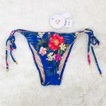 Anthropologie PILYQ Blue Floral Side Tie Triangle String Bikini Bottom XS New Photo 3