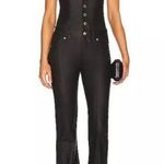 Retrofête Cynthia Jumpsuit Black Coated Flared Leg Retro Revolve Women’s Size S Photo 0