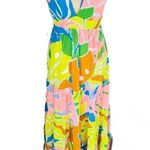 Maaji Selvatik Marea Knit Cover-Up Maxi Dress, Yellow/Blue Size Large 10/12, NWT Photo 3