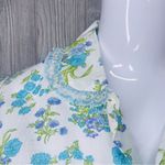Vintage floral lace collar pajama sleepwear shirt and pants size 38 cotton 1960 Blue Size M Photo 3