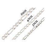 Boutique NEW Unisex Rhodium Plated 925 Sterling Silver Figaro Chain Bracelet, 8” Photo 9