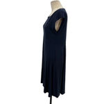 Eileen Fisher Viscose Jersey Knit Dress Navy Blue Cap Sleeve Size Small Photo 4