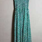Summersalt Silky Luxe Smocked Maxi Dress Womens Medium Green Printed Bows Ruffle Photo 9