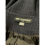 Karl Lagerfeld  Navy Blue Tweed Open Front Blazer Jacket M Photo 6
