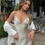 ZARA dress satin effect maxi midi slip on wedding party cocktail Photo 2