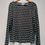 Elk the Label Green Geometric Sheer Crinkle Blouse Long Sleeve Size 8 Photo 0