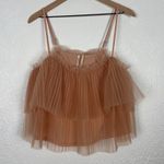 Anthropologie  Pleated Tulle Tank in Peachy Pink Balletcore Whimsical Size Medium Photo 1