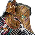 Chico's Embroidered Mixed Media Patchwork Open Front Collared Cotton Silk Vest Photo 1