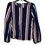 Daniel Cremieux  Button Up Blouse Size Medium Navy White Red Tan Striped Womens‎ Photo 0