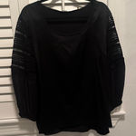Elie Tahari  black silk lace tunic top scoop neck full sleeve $350 XL Photo 0