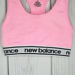 New Balance Pink Racerback Sports Bra Activewear Sz S Ribbed Knit Logo Photo 2
