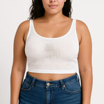 Urban Outfitters White Mesh Scoop Neck Crop Top - Size Large Photo 0