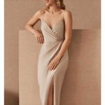 Sachin + Babi  Freya Dress Women's 4 Champagne Satin V-Neck Sleeveless Maxi Gown Photo 13