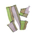 The Ragged Priest  - Patchwork Stripes One Shoulder Top & Pants in Green & Purple Photo 5