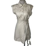 SIMKHAI Lourdes Vegan Leather Wrap Shirt Dress in Ceramic 6 New Womens Pleather Photo 3