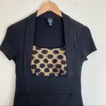 St. Tropez  dress 6 black short sleeve polka dot mesh overlay tiered sheath Y2K Photo 2