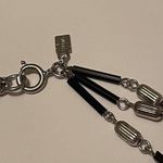 Black Bead Signed EMMONS Costume Necklace - Silver Tone /  Multi Strand Chain Photo 4