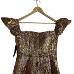 Aidan Mattox Metallic Copper Jacquard Dress Off The Shoulder Mini Size 10 Photo 7
