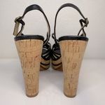 Frye Lena Black Woven Leather Slingback Platform Cork Heel Sandals 10 Photo 4